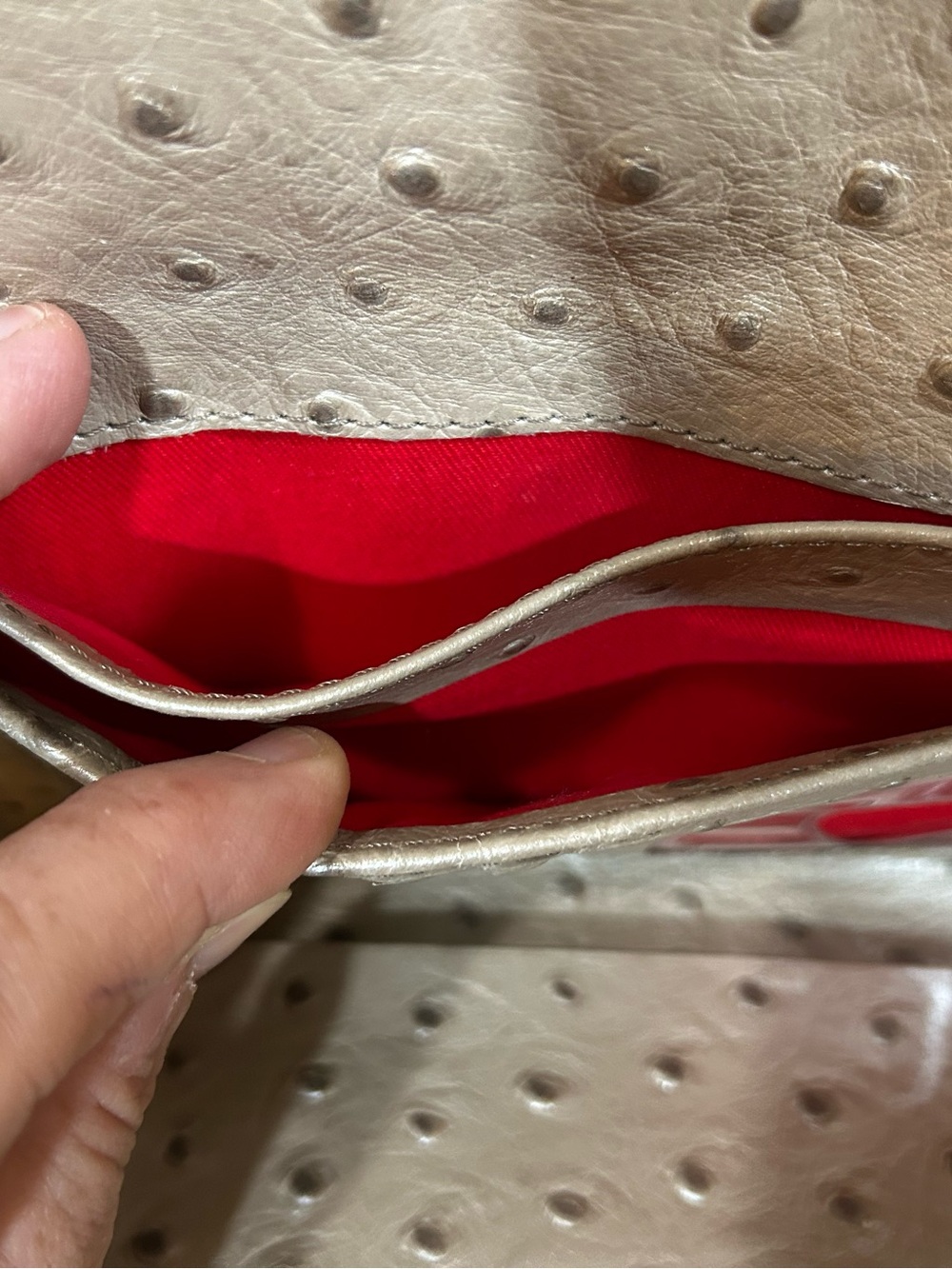 Dooney & Bourke Taupe Ostrich-Embossed Leather Wallet - Picture 4 of 6